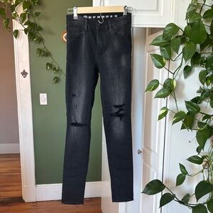 Avec Les Filles Black Distressed Skinny Jeans